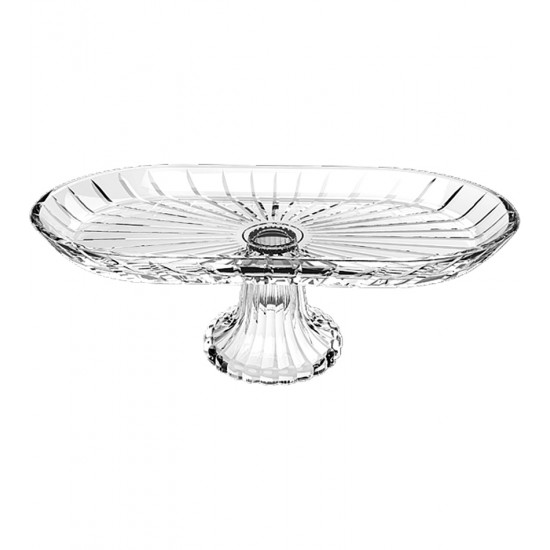 Prato Oval Com Pé 28cm Comprimento Por 14cm De Largura Em Vidro